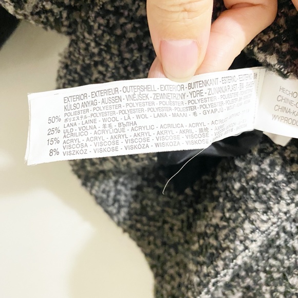 Zara Batwing Convertible Tweed Jacket Mandarin Collar or Lapels Grey Black M - Picture 9 of 16